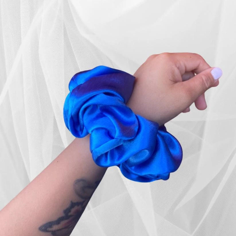 Scrunchie Maxi XL Azul Rey Satén