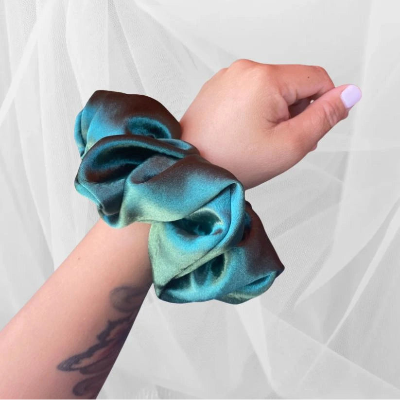 Scrunchie de Satín XL Verde petroleo